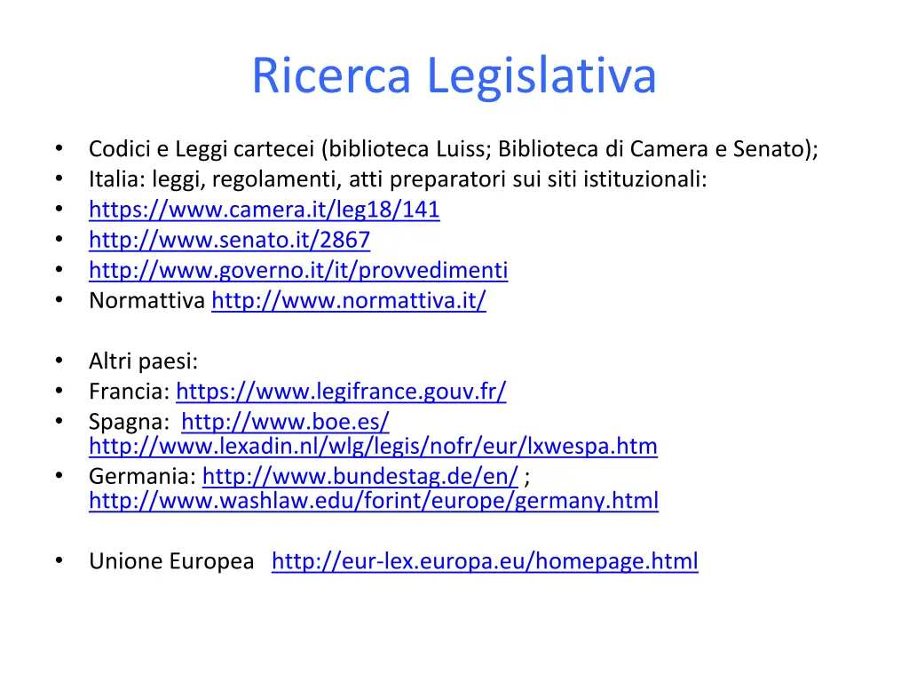 ricerca legislativa