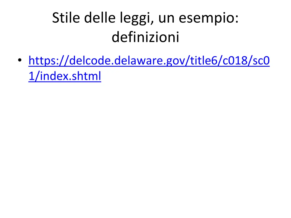 stile delle leggi un esempio definizioni