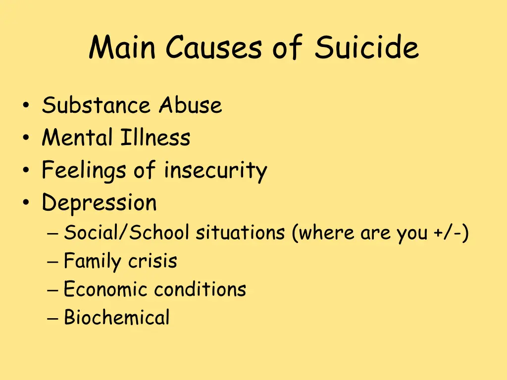 main causes of suicide