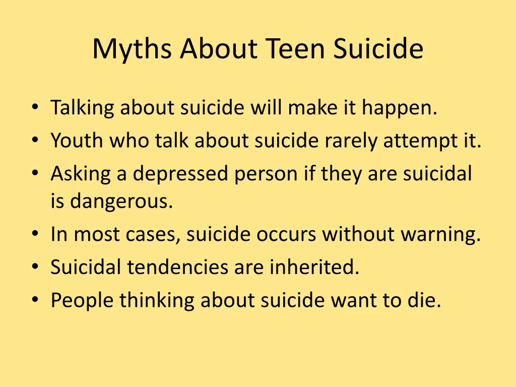 myths about teen suicide