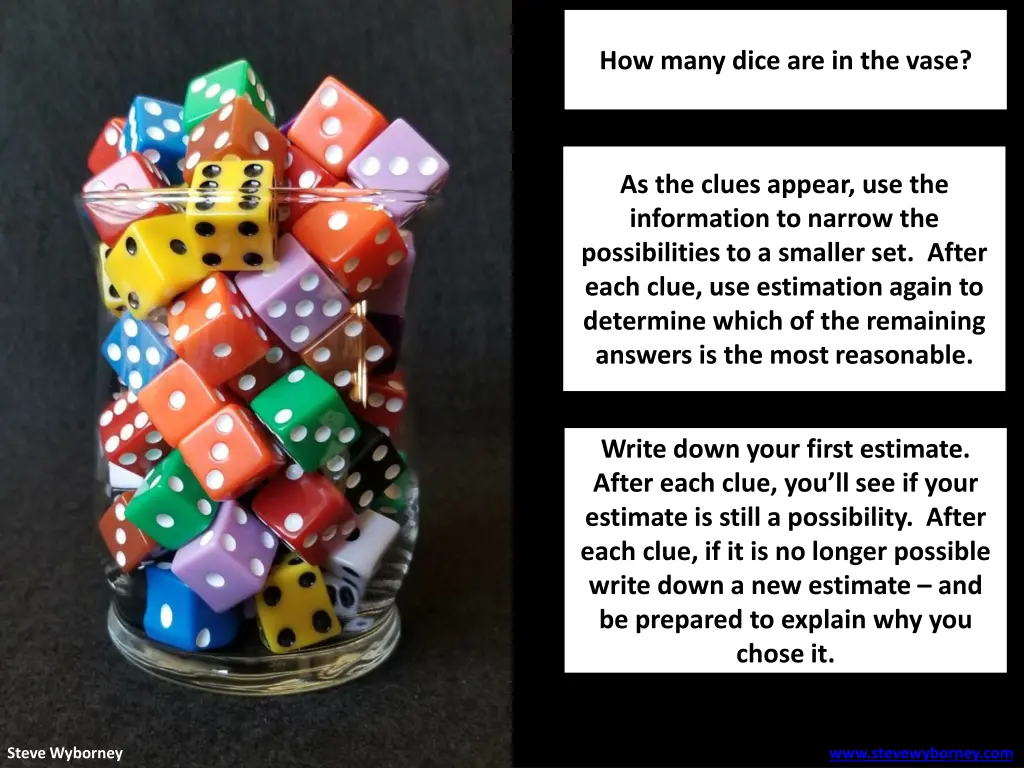 how many dice are in the vase 1