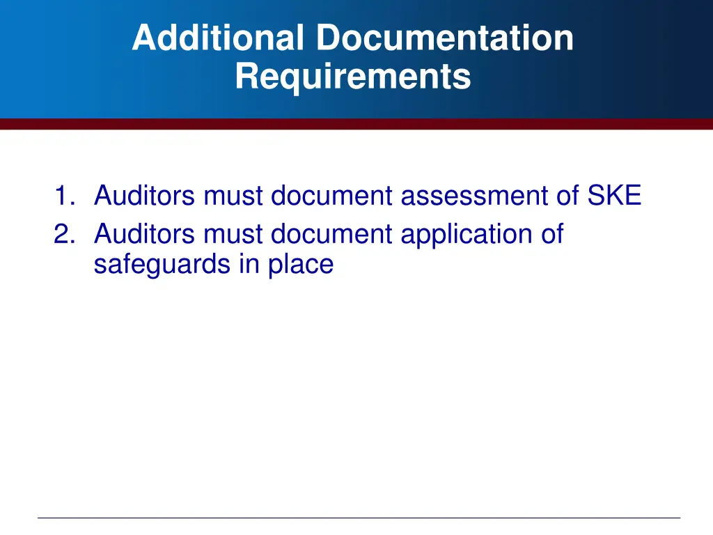 additional documentation requirements