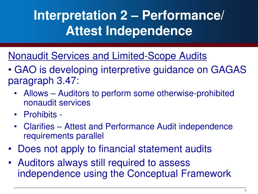 interpretation 2 performance attest independence