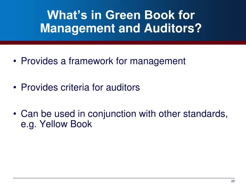 what s in green book for management and auditors