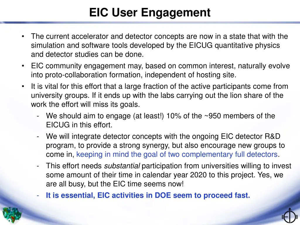 eic user engagement