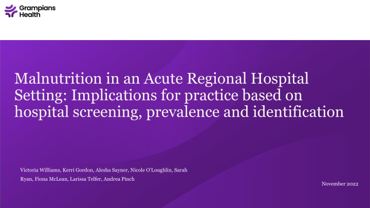 malnutrition in an acute regional hospital