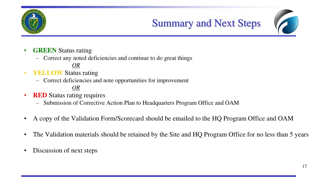 summary and next steps