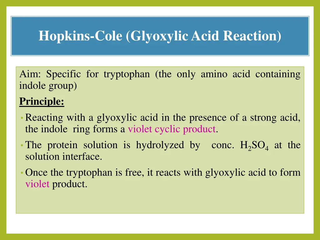 hopkins cole glyoxylic acid reaction