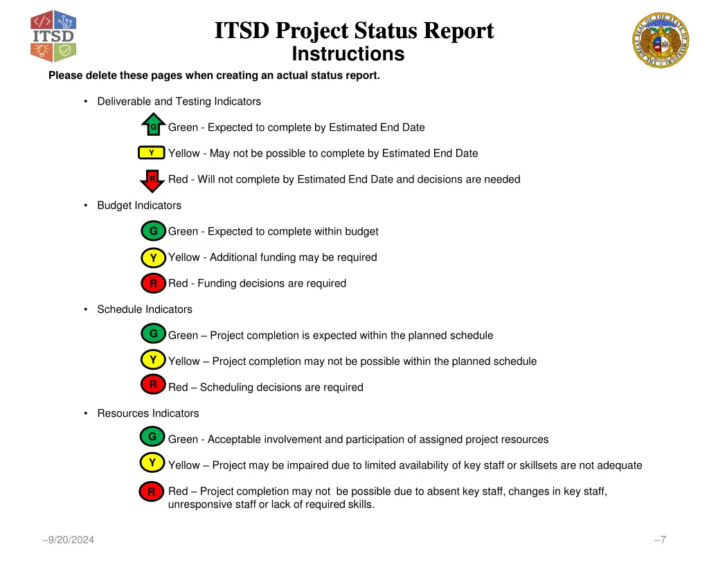 itsd project status report itsd project status 6