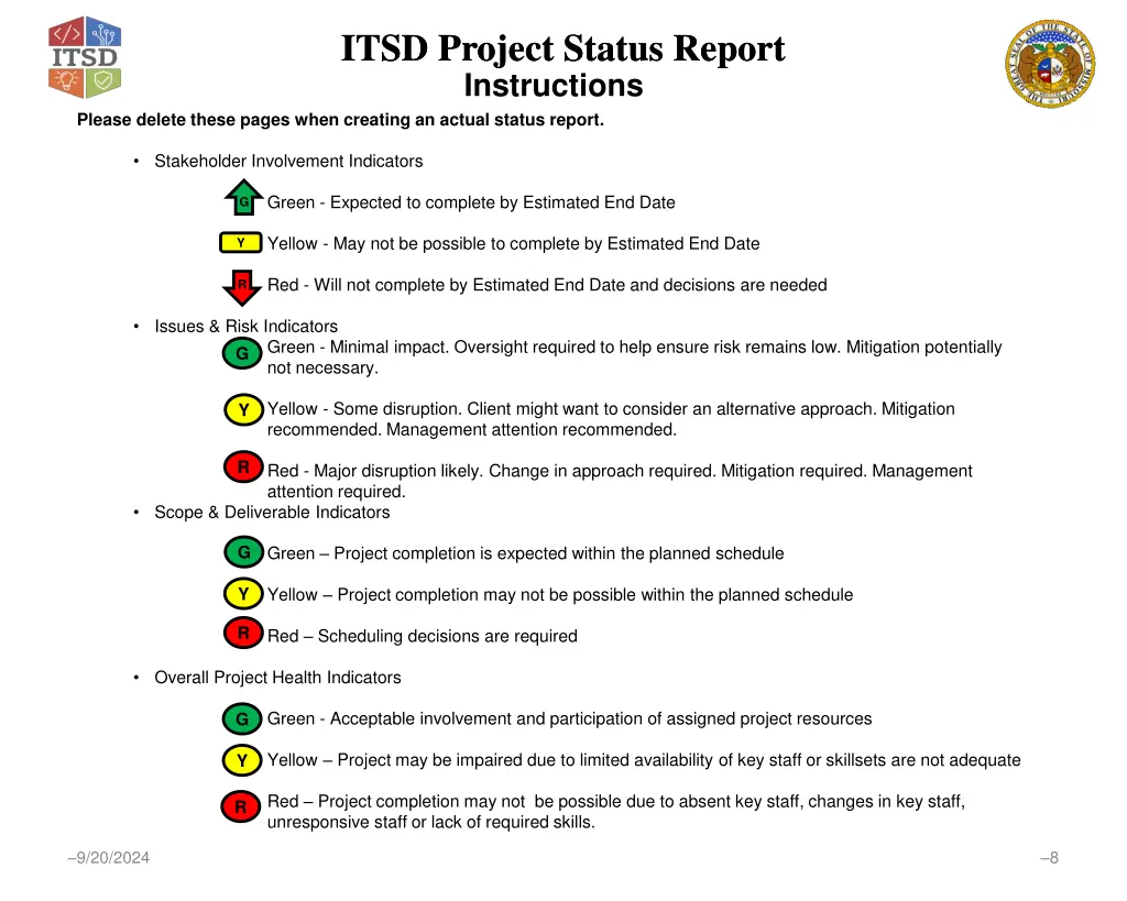 itsd project status report itsd project status 7