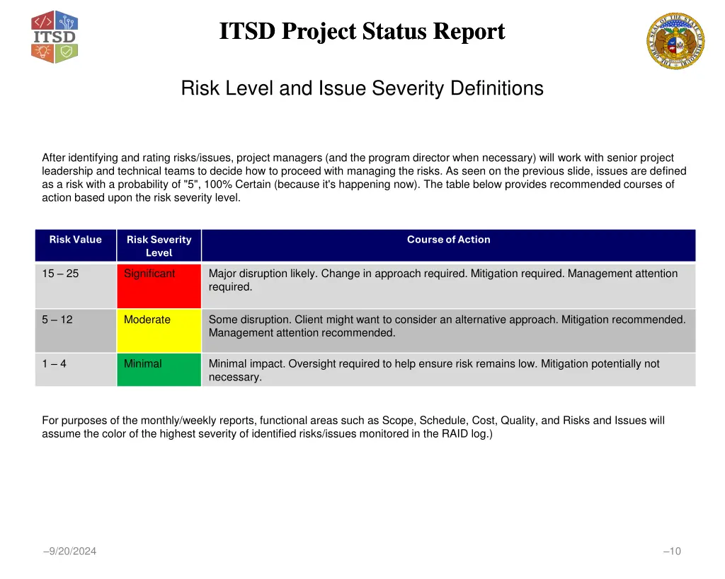 itsd project status report itsd project status 9