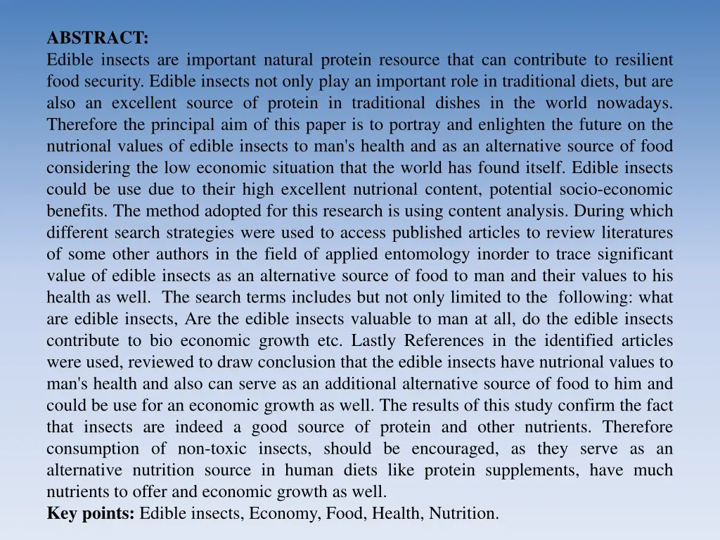 abstract edible insects are important natural