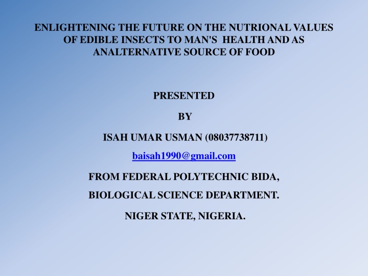 enlightening the future on the nutrional values