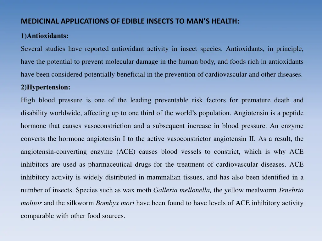 medicinal applications of edible insects