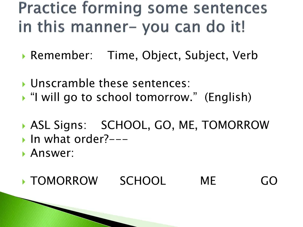 remember time object subject verb