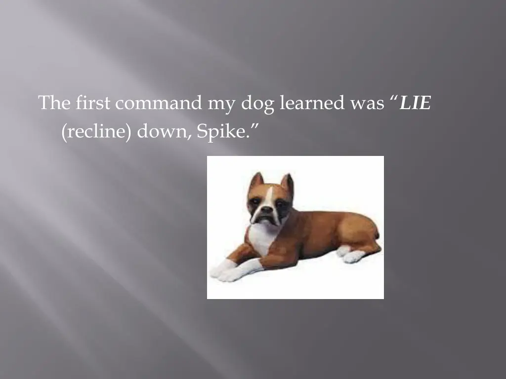 the first command my dog learned was lie recline