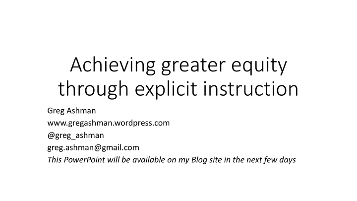 achieving greater equity through explicit