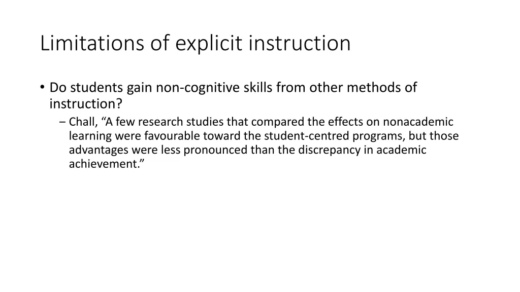 limitations of explicit instruction 1