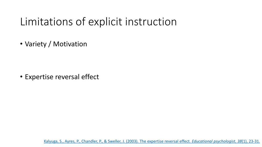 limitations of explicit instruction 2