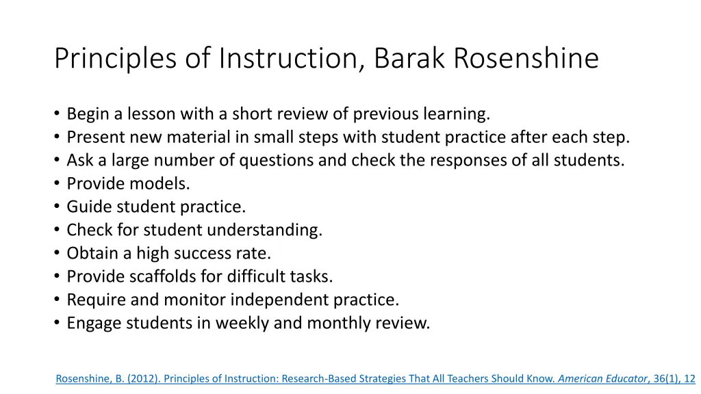 principles of instruction barak rosenshine