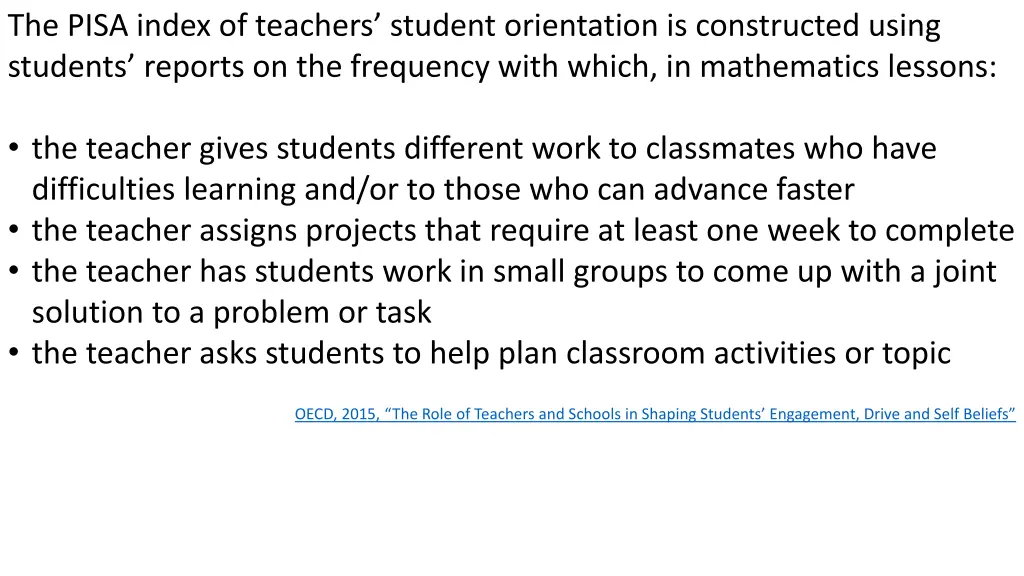 the pisa index of teachers student orientation