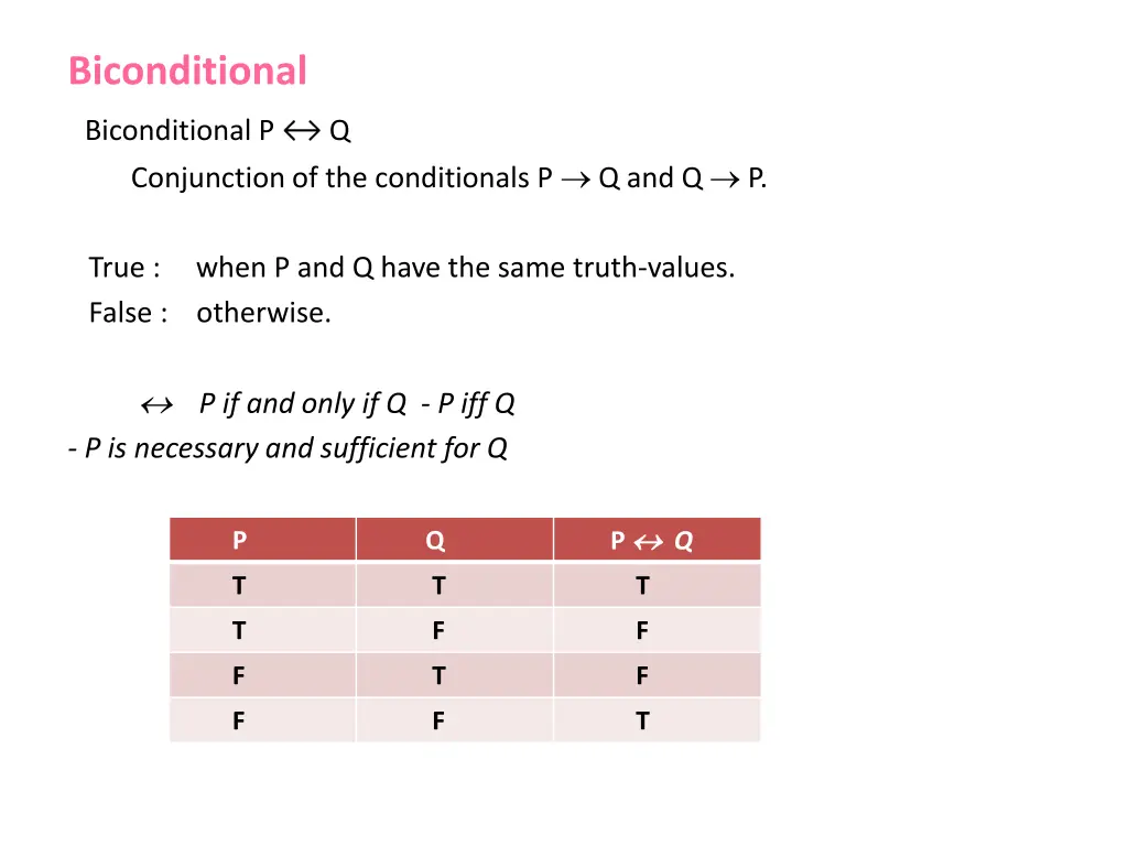 biconditional biconditional p conjunction