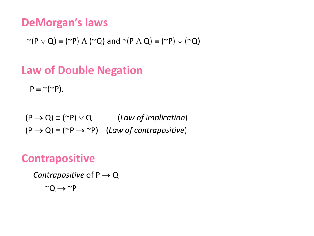 demorgan s laws p q p q and p q p q