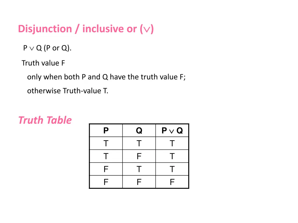 disjunction inclusive or