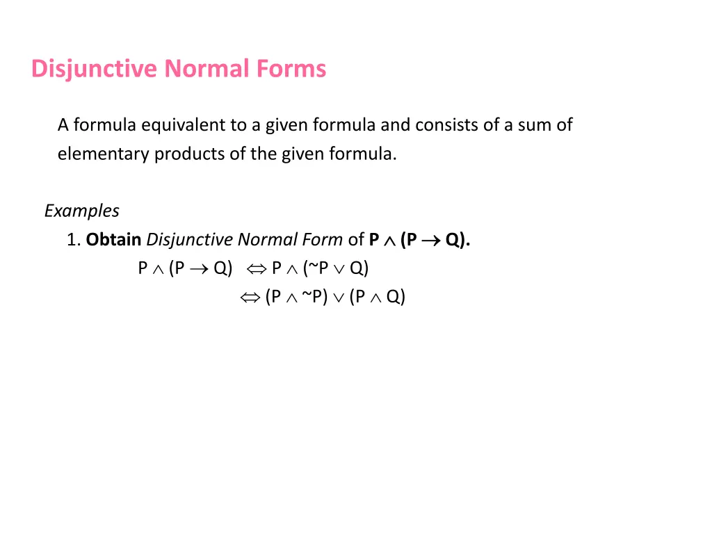 disjunctive normal forms a formula equivalent