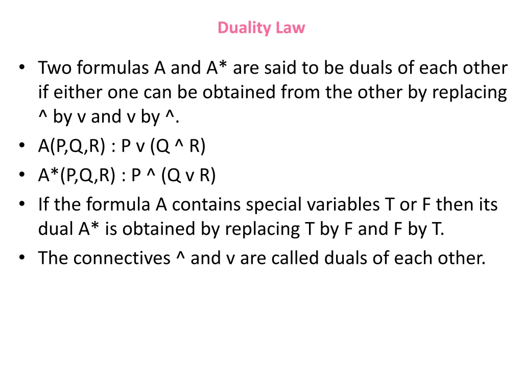 duality law