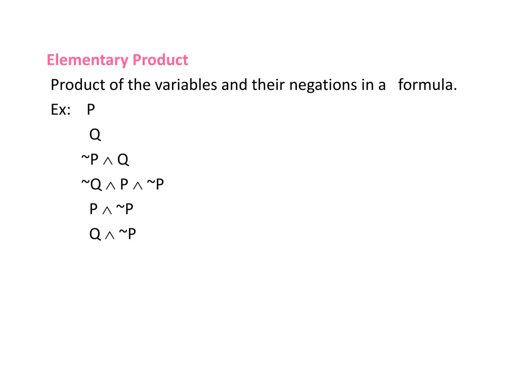 elementary product product of the variables