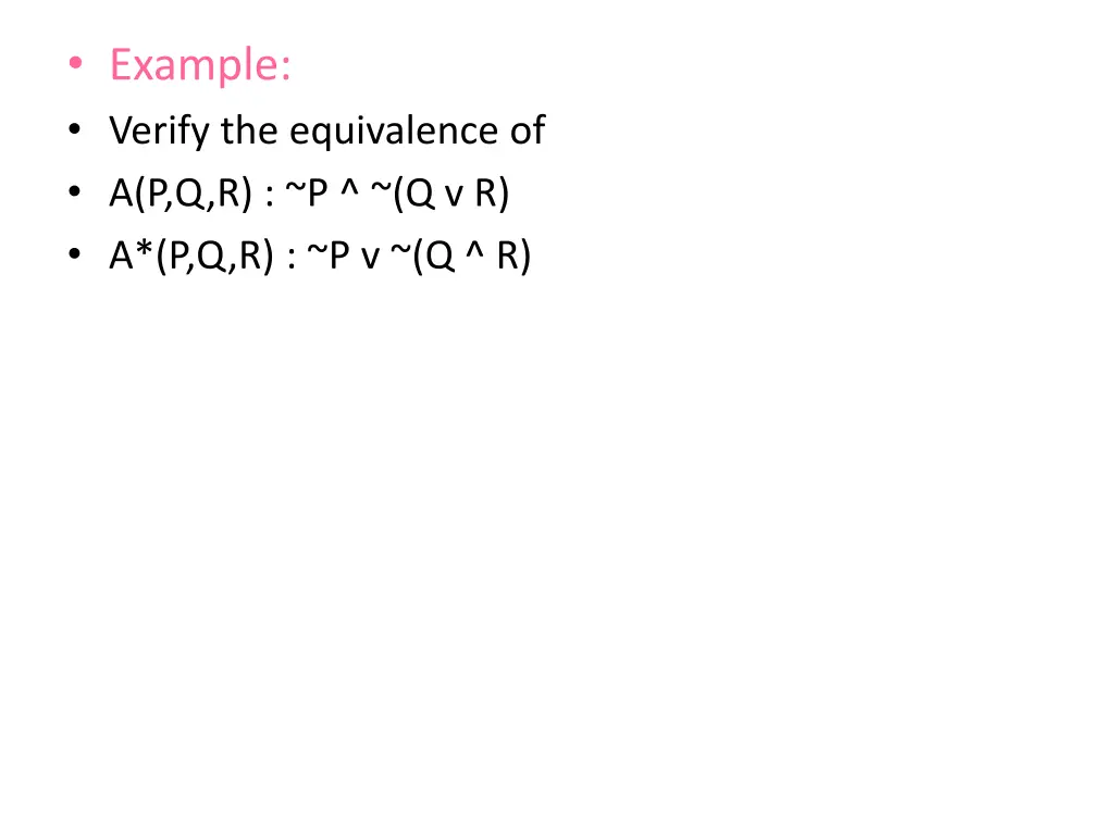 example verify the equivalence