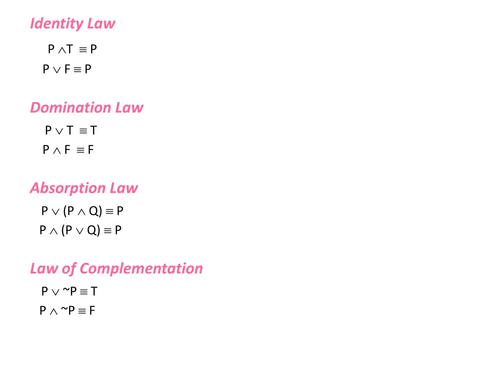 identity law p t p p f p