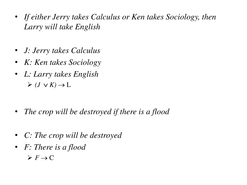 if either jerry takes calculus or ken takes