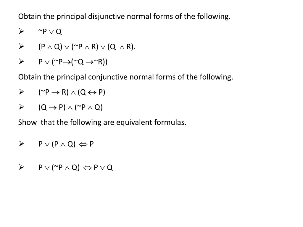 obtain the principal disjunctive normal forms