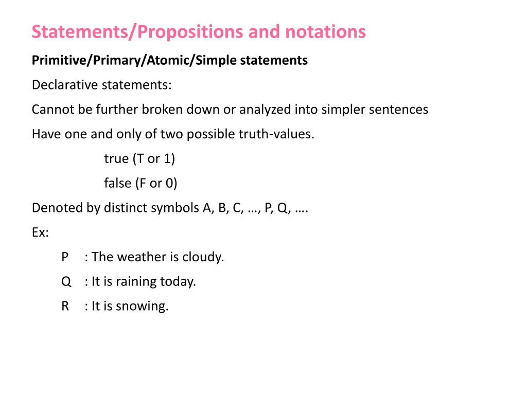 statements propositions and notations