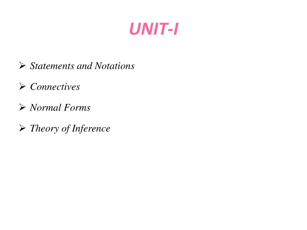 unit i