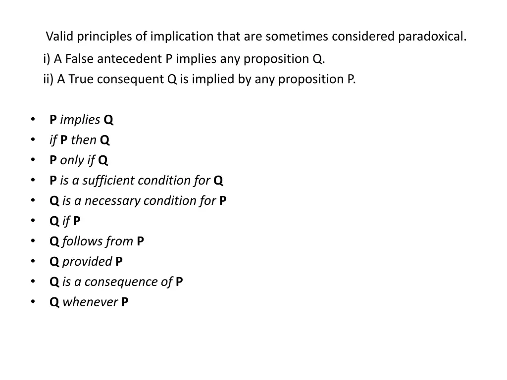 valid principles of implication that