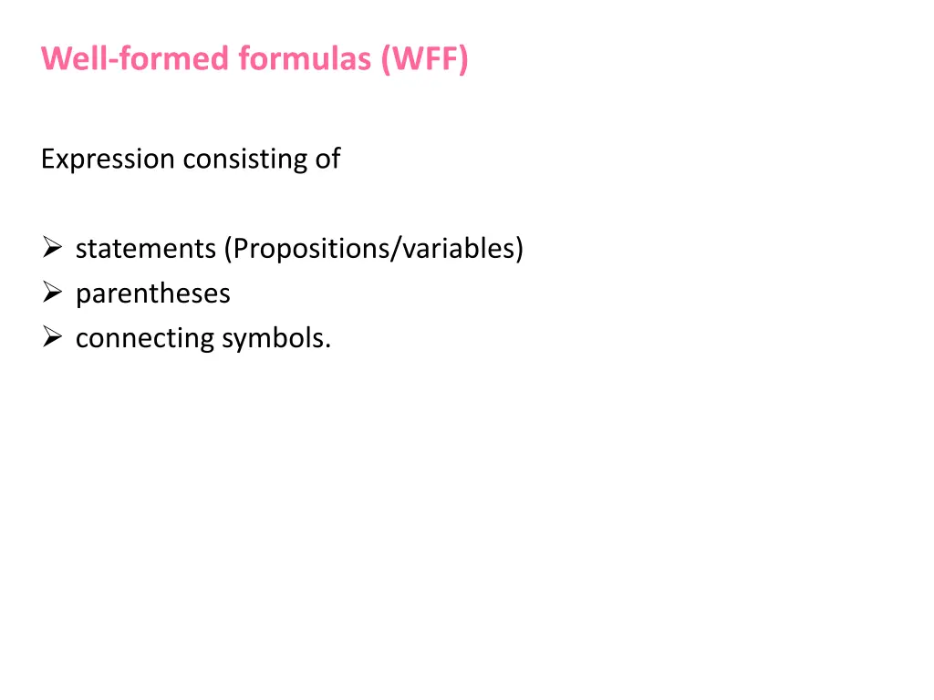 well formed formulas wff