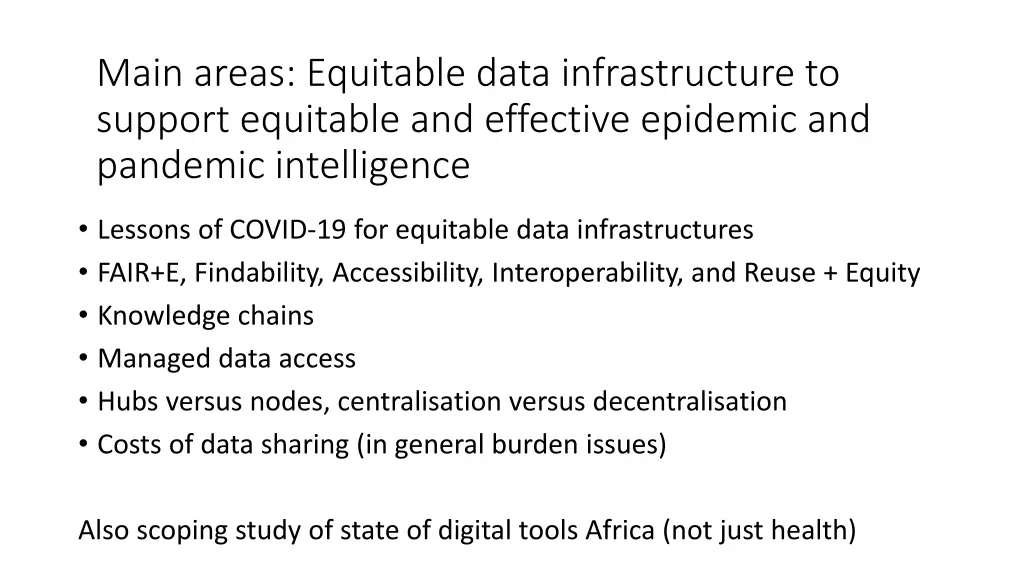 main areas equitable data infrastructure