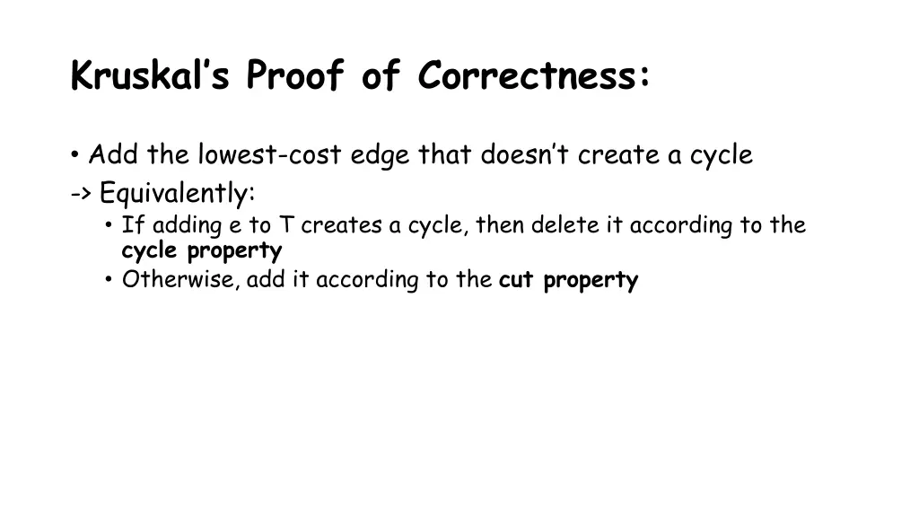 kruskal s proof of correctness