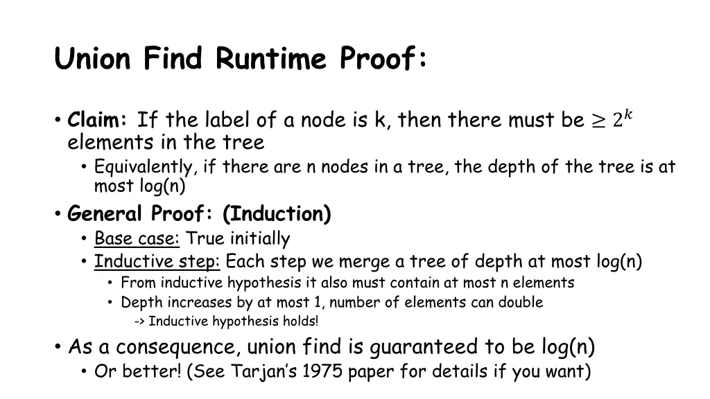 union find runtime proof