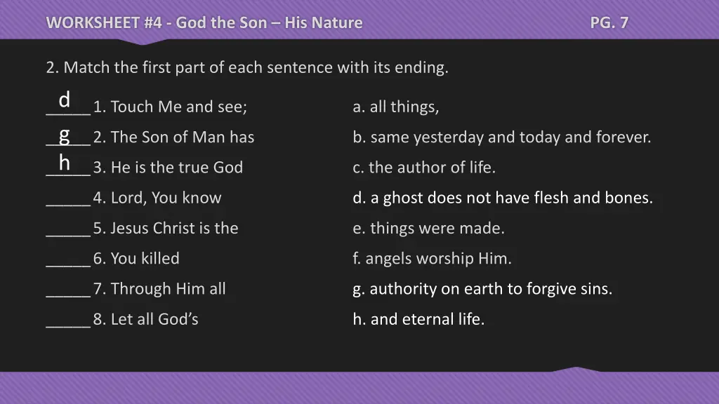 worksheet 4 god the son his nature 7