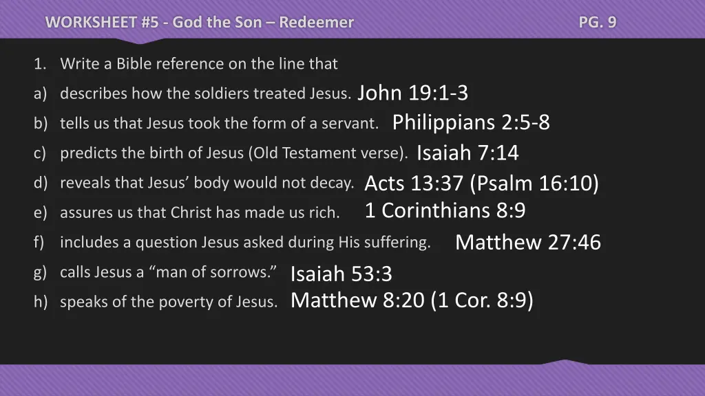 worksheet 5 god the son redeemer