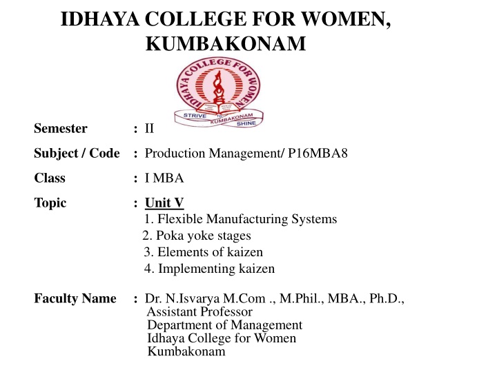 idhaya college for women kumbakonam