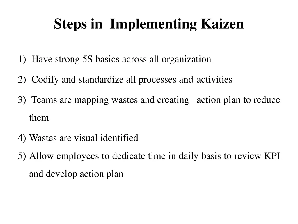 steps in implementing kaizen