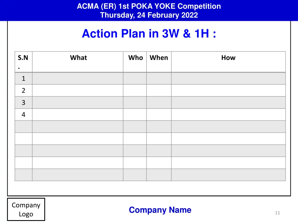 acma er 1st poka yoke competition thursday 10