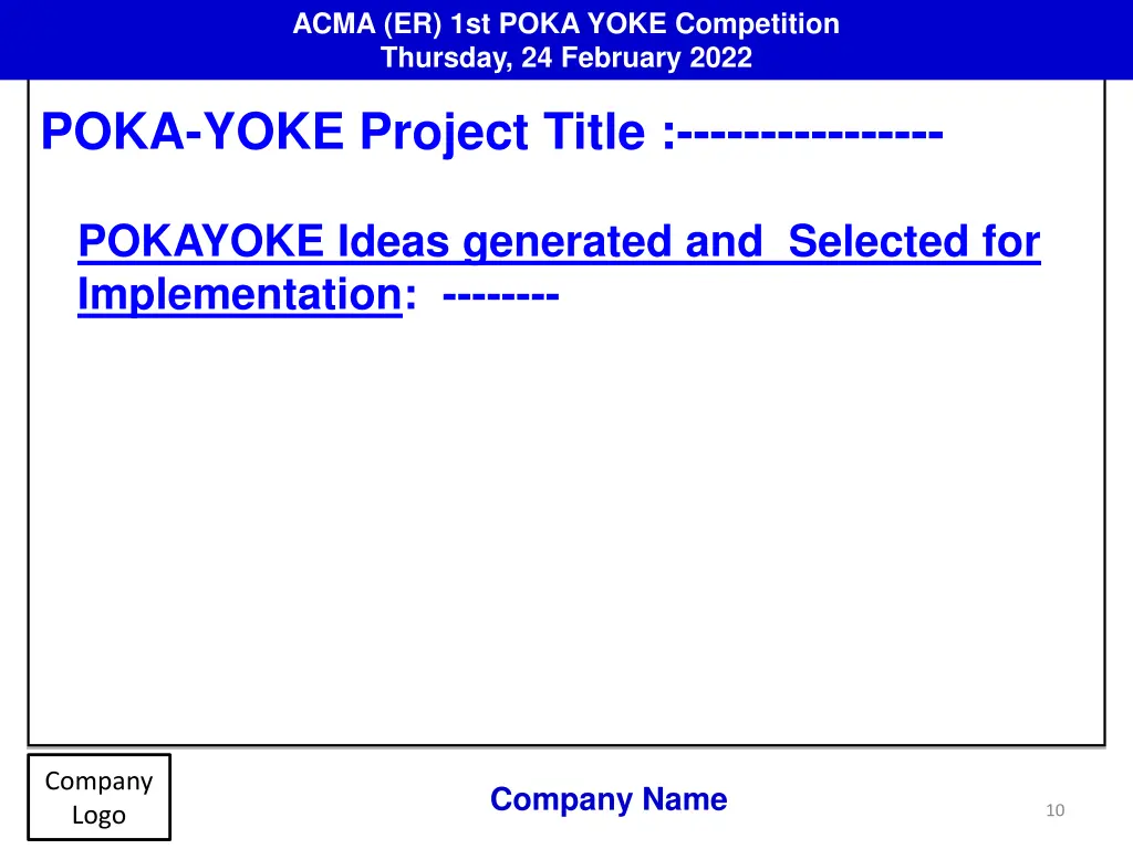 acma er 1st poka yoke competition thursday 9