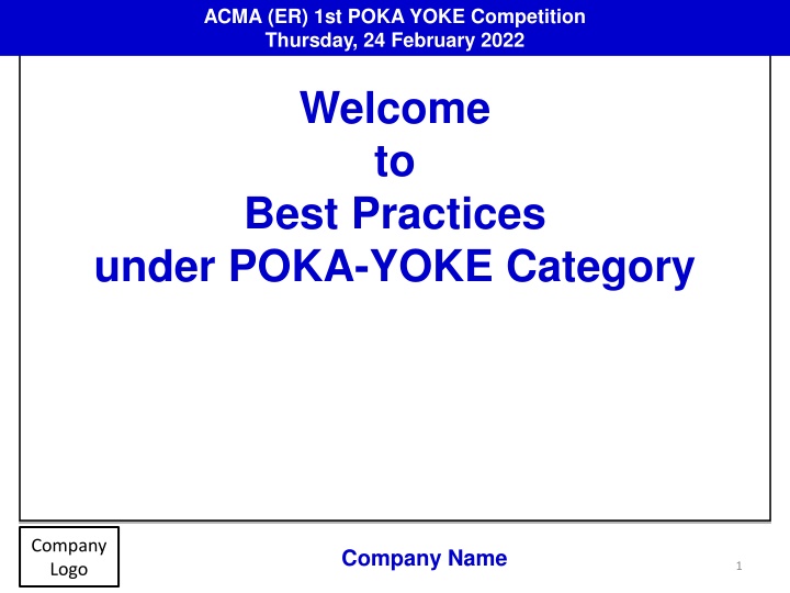 acma er 1st poka yoke competition thursday