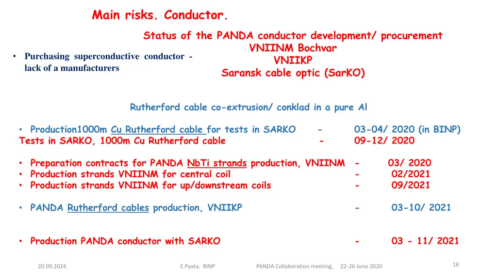 main risks conductor status of the panda